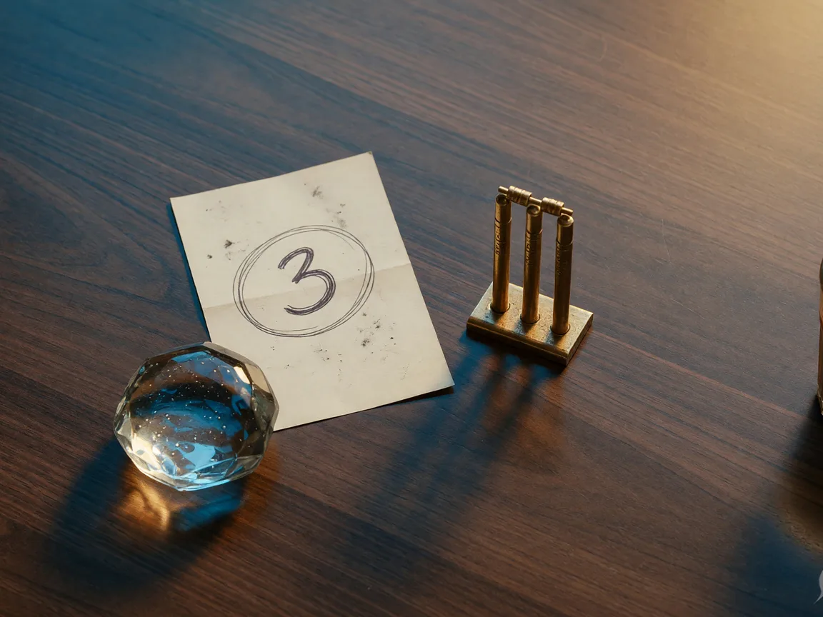 A handwritten paper slip with a circled rank on a dark wood tabletop